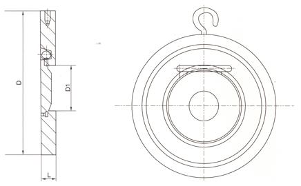 H74H對夾圓片式止回閥外形尺寸圖