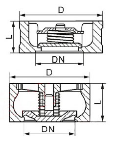 H71H(W)對夾升降式止回閥外形尺寸圖