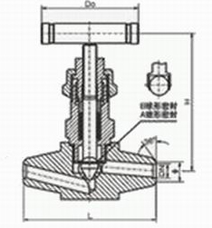 J61Y型針型閥外形尺寸圖