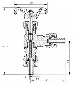 J24W型針型閥外形尺寸圖