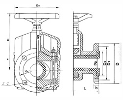 GJ41X-6L管夾閥外形尺寸圖